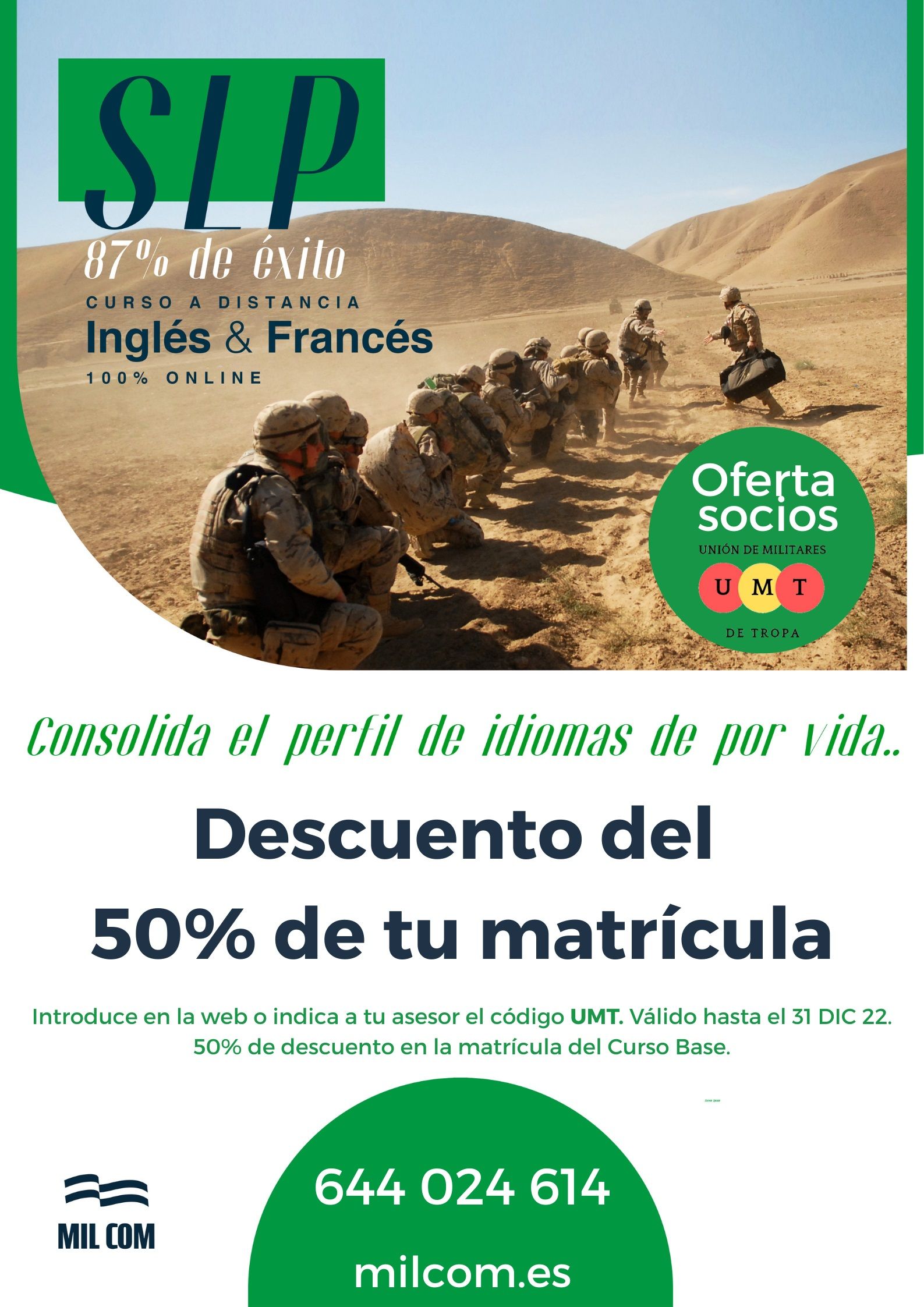 Oferta Curso idiomas MILCOM y UMT