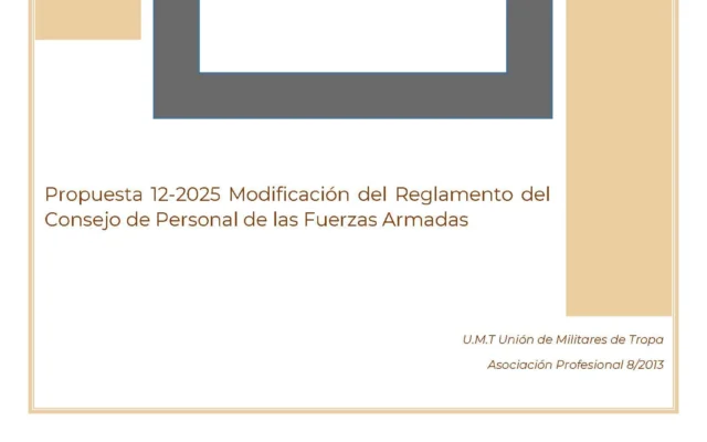 Propuesta UMT 12 2025 sobre modificación del Reglamento del Consejo de Personal de las Fuerzas Armadas COPERFAS