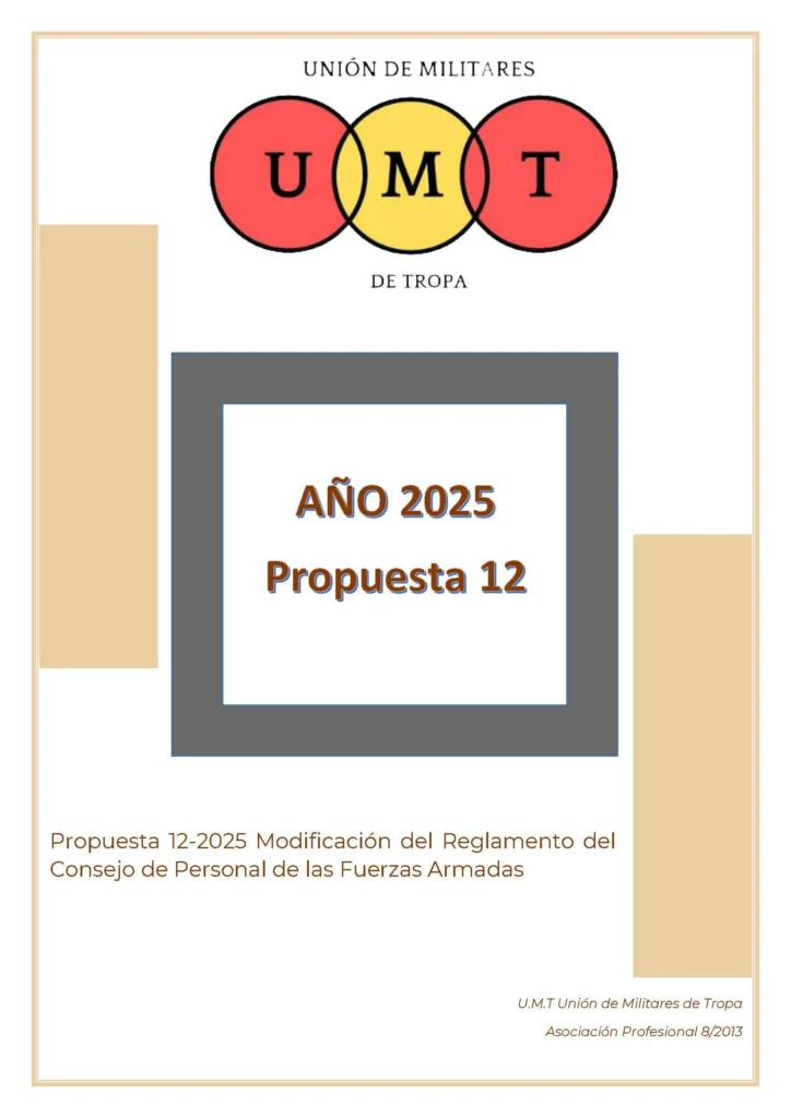 Propuesta UMT 12 2025 sobre modificación del Reglamento del Consejo de Personal de las Fuerzas Armadas COPERFAS