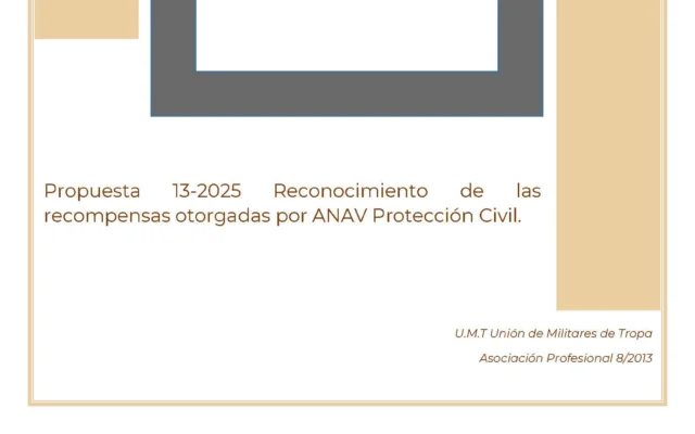 Propuesta UMT 13 2025 sobre reconocimiento de las recompensas otorgadas por ANAV Protección Civil