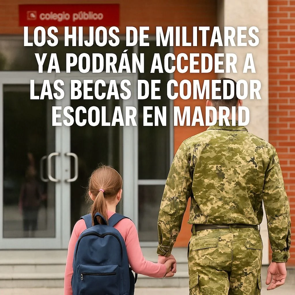Los hijos de militares ya podrán acceder a las becas de comedor escolar en Madrid