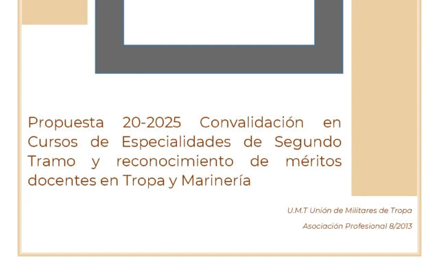 Propuesta UMT 20-25 Convalidación en Cursos de Especialidades de Segundo Tramo y reconocimiento de méritos docentes en Tropa y Marinería