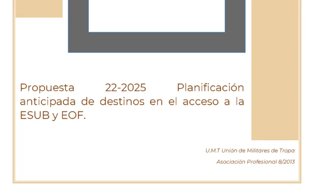 Propuesta UMT 22-25 sobre planificación anticipada de destinos en el acceso a la ESUB y EOF