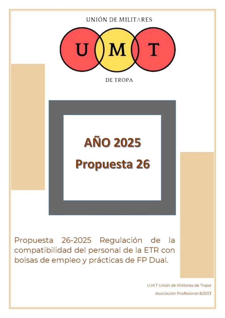 Propuesta UMT 26-25 sobre regulación de la compatibilidad del personal de la ETR con las bolsas de empleo y práctica de la FP Dual.
