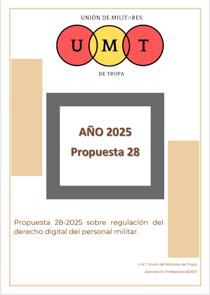 Propuesta UMT 28-25 sobre regulación del derecho digital del personal militar