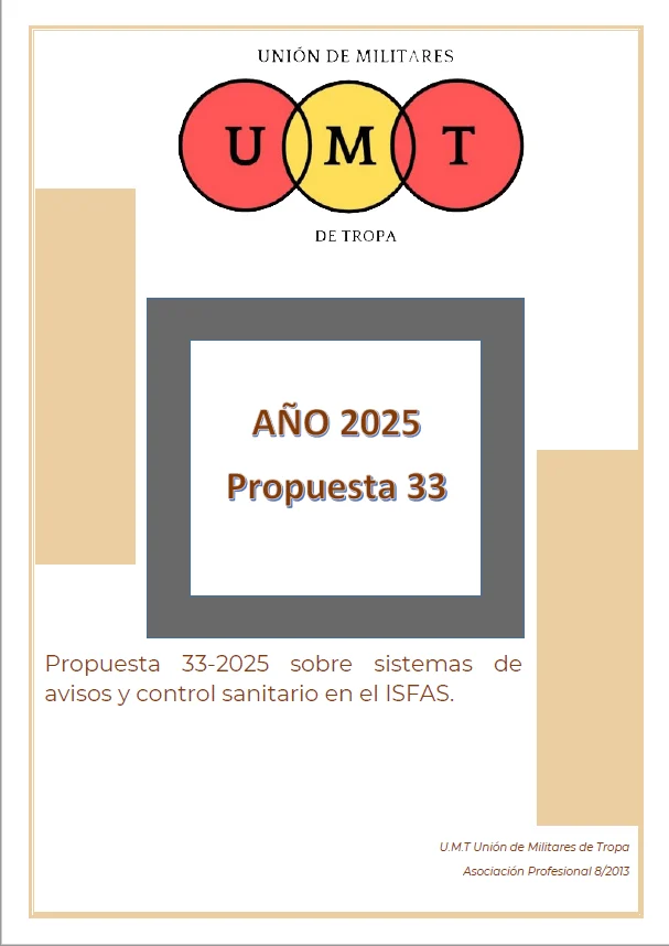 Propuesta UMT 33-25 sobre sistemas de avisos y control sanitario en el ISFAS.