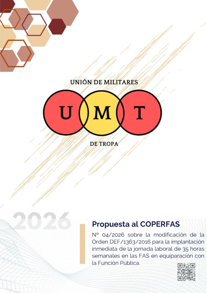 Propuesta UMT 4 2026 sobre la jornada laboral de 35 horas en el Ministerio de Defensa