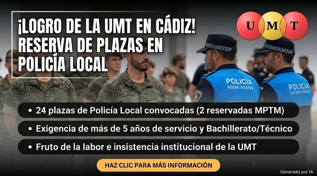 Cádiz convoca 24 plazas de Policía Local con reserva para Tropa y Marinería