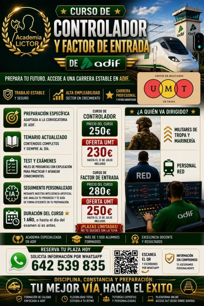 Oferta Curso de Controlador de Circulación de ADIF para socios de UMT