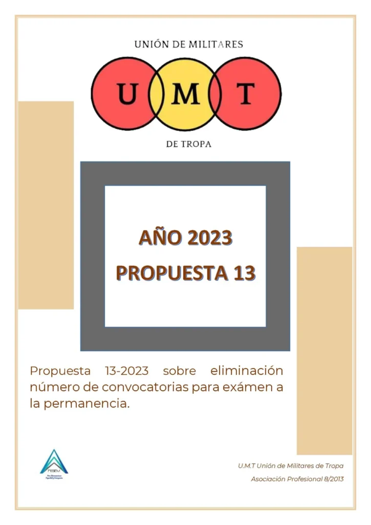 Propuesta UMT 13-23 sobre eliminación número de convocatorias para examen a la permanencia