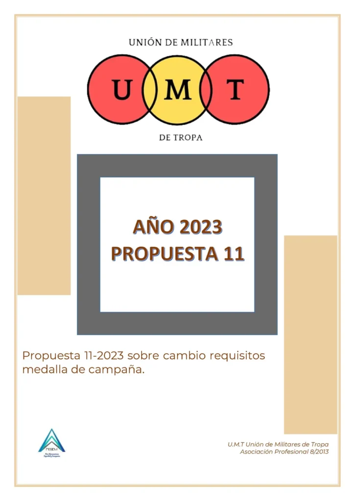 Propuesta UMT 11-23 sobre cambio requisitos medalla campaña