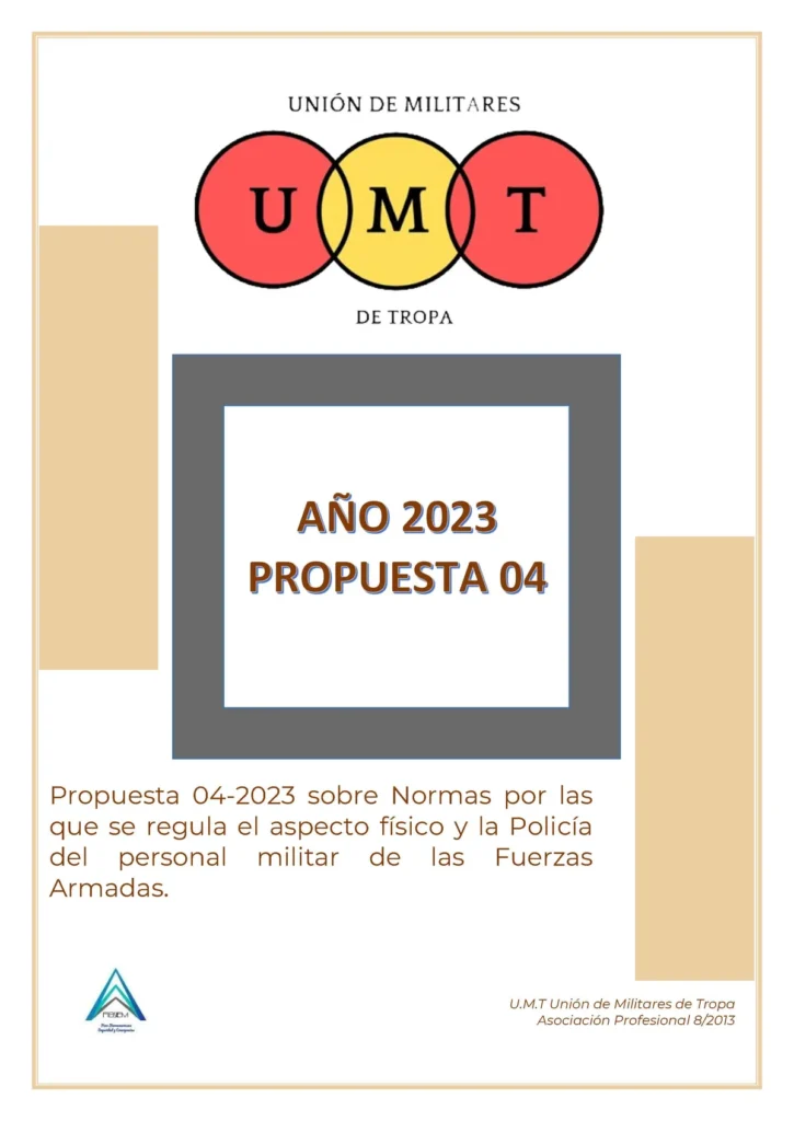 Propuesta UMT 0-23 sobre Normas por las que se regula el aspecto físico y la Policía del personal militar de las Fuerzas Armadas