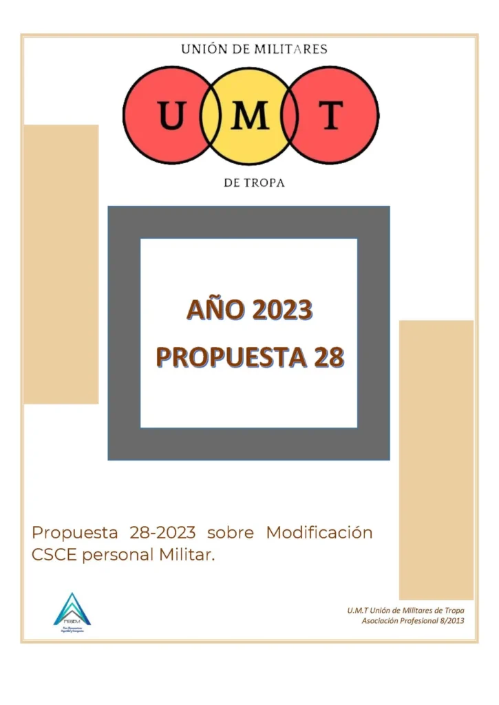 Propuesta UMT 28-23 sobre modificación CSCE personal militar