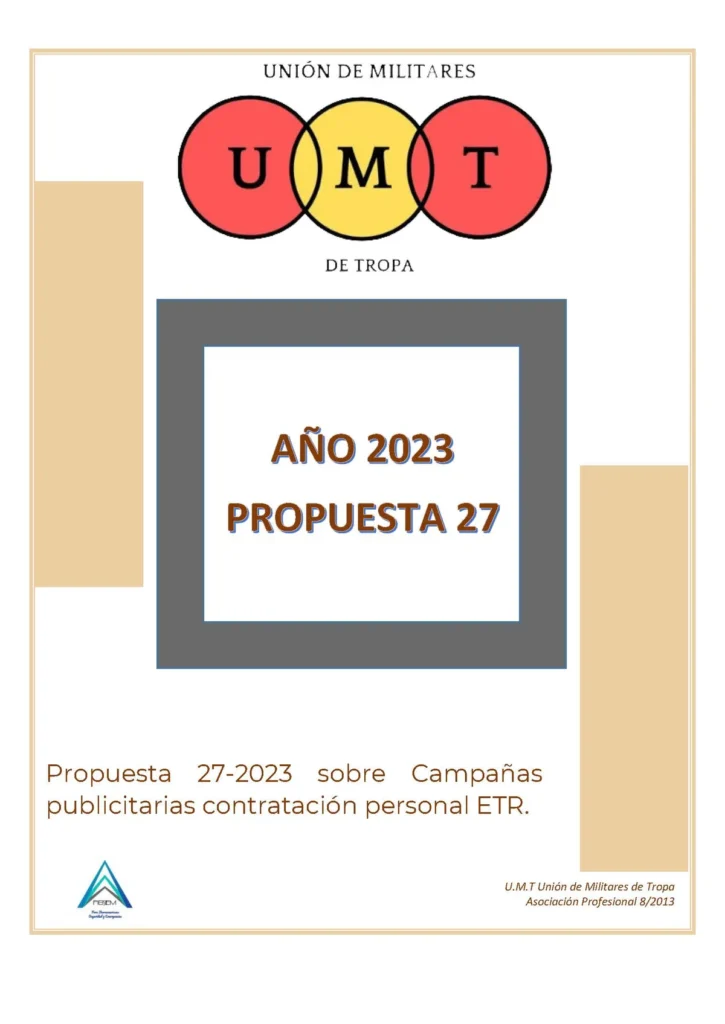 Propuesta UMT 27-23 sobre campañas publicitarias contratación personal ETR