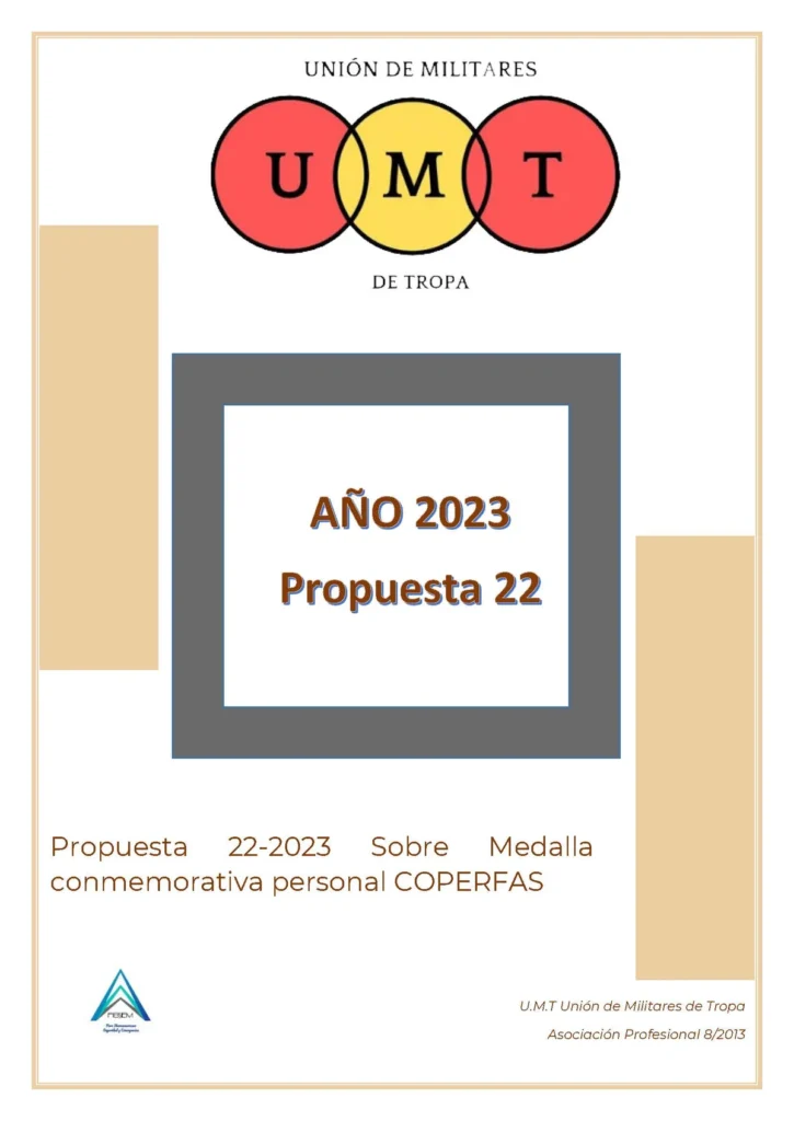 Propuesta UMT 22-23 sobre medalla conmemorativa personal COPERFAS