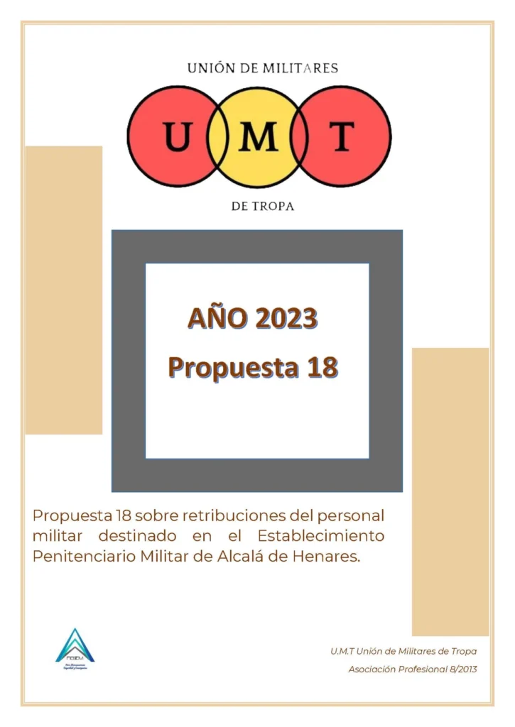Propuesta UMT 18-23 sobre retribuciones del personal militar destinado en el Establecimiento Penitenciario Militar de Alcalá de Henares