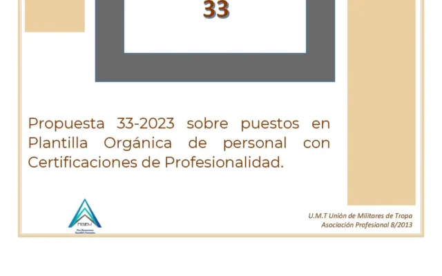 Propuesta UMT 33-23 sobre puestos en Plantilla orgánica de personal con certificaciones profesionales