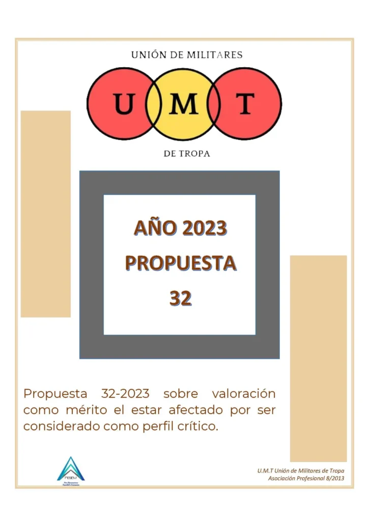 Propuesta UMT 32-23 sobre valoración como mérito el estar afectado por ser considerado como perfil crítico