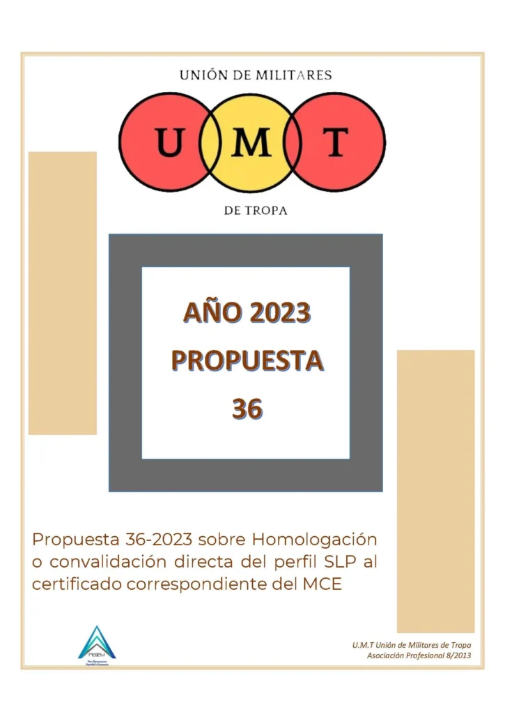 Propuesta UMT 36-23 sobre homologación o convalidación directa del perfil SLP al certificado correspondiente del MCE