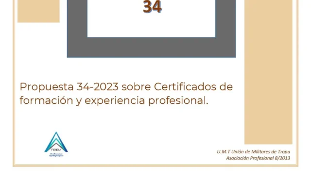 Propuesta UMT 34-23 sobre certificados de formación y experiencia profesional
