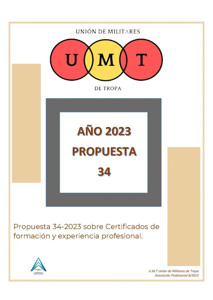 Propuesta UMT 34-23 sobre certificados de formación y experiencia profesional