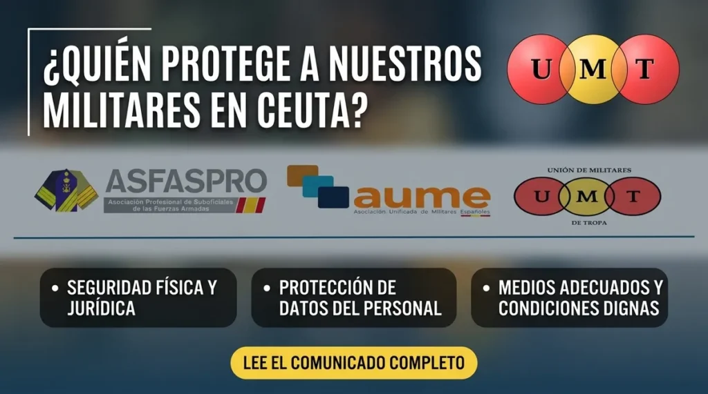 ASFASPRO, AUME Y UMT PIDEN EL AMPARO DEL DEFENSOR DEL PUEBLO PARA LOS MILITARES DESPLEGADOS EN CEUTA