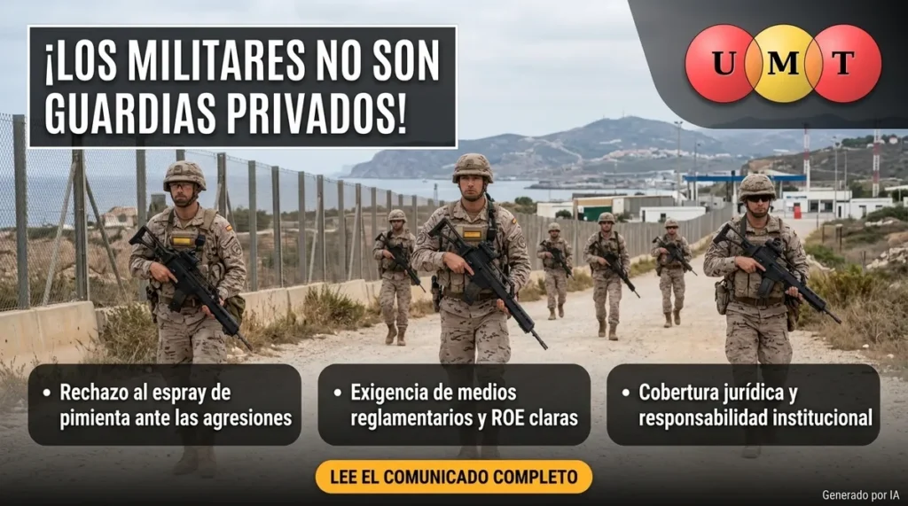 La Unión de Militares de Tropa - UMT considera DENIGRANTE para los Militares que la respuesta a las agresiones en Ceuta sea dotarles de Espraís de Pimienta