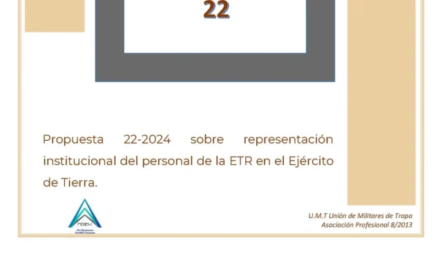 Propuesta UMT 22-2024 sobre representación institucional del personal de la ETR en el Ejército de Tierra.