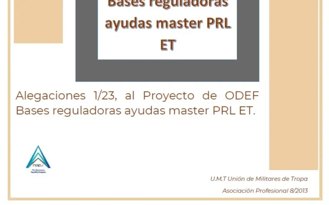 Alegación UMT 1-2023 al Proyecto de ODEF Bases reguladoras ayudas master PRL ET.