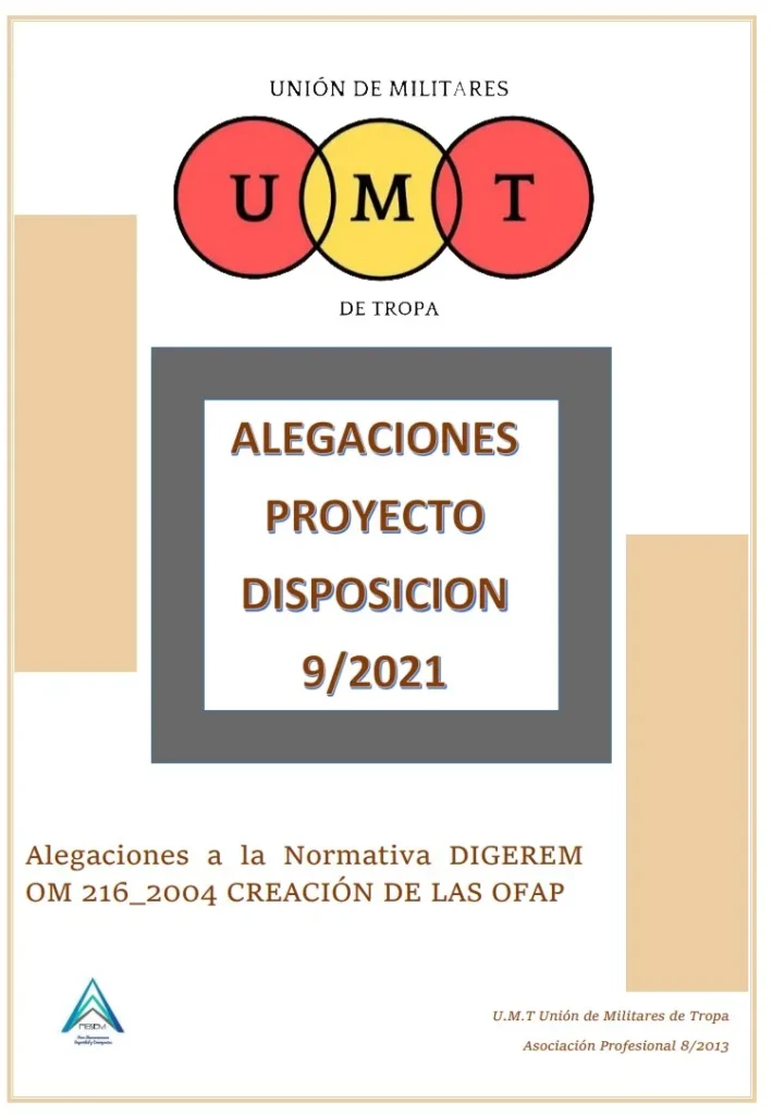 Alegación UMT 9-21 a la Normativa DIGEREM OM 216_2004 creación de las OFAP