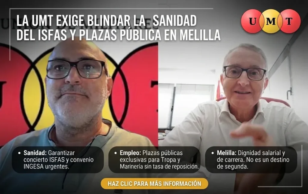 La UMT reclama blindar la sanidad del ISFAS y convocar plazas públicas en Melilla