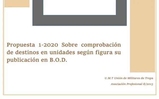 Propuesta UMT 01-20 sobre comprobación de destinos en unidades según figura su publicación en bod
