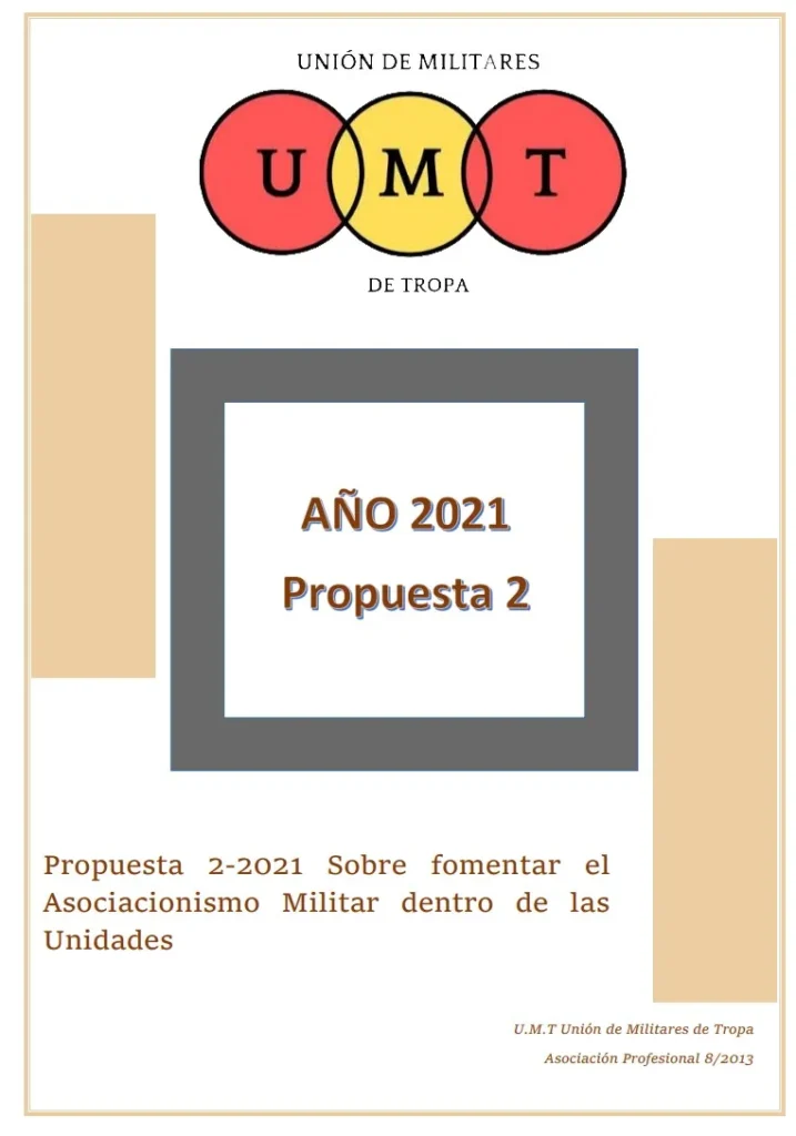 Propuesta UMT 02-21 sobre fomentar el asociacionismo militar dentro de las unidades
