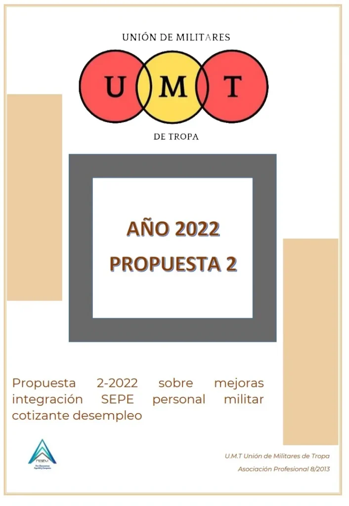 Propuesta UMT 02-22 sobre mejoras integración SEPE personal militar cotizante desempleo