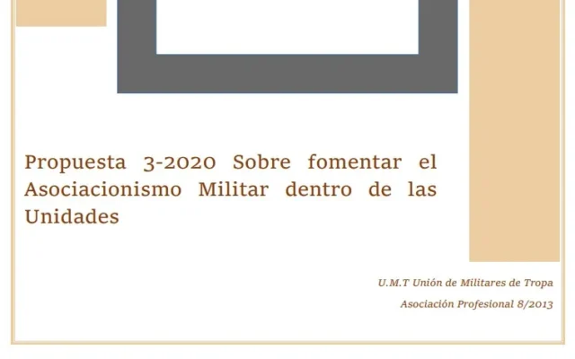 Propuesta UMT 03-20 sobre fomentar el asociacionismo militar dentro de las unidades