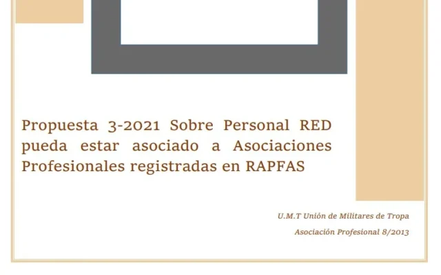 Propuesta UMT 03-21 sobre personal red pueda estar asociado a asociaciones profesionales registradas en RAPFAS