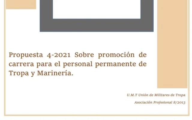Propuesta UMT 04-21 sobre promoción de carrera para el personal permanente de tropa y marinería
