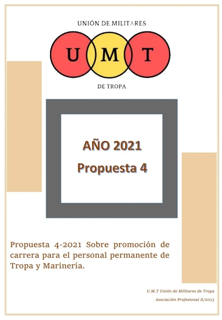 Propuesta UMT 04-21 sobre promoción de carrera para el personal permanente de tropa y marinería