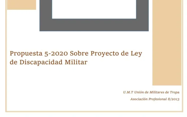 Propuesta UMT 05-20 sobre proyecto de ley de discapacidad militar