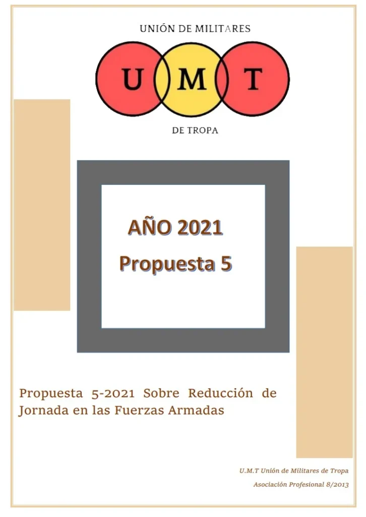 Propuesta UMT 05-21 sobre reducción de jornada en las fuerzas armadas