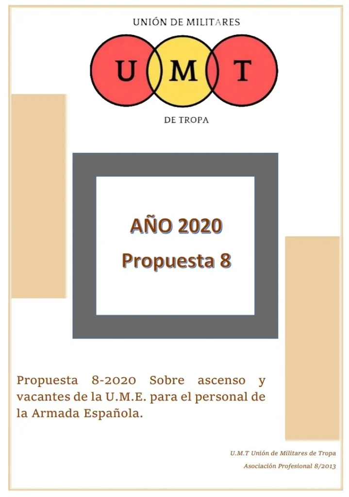 Propuesta UMT 08-20 sobre ascenso y vacantes de la UME para el personal de la Armada española