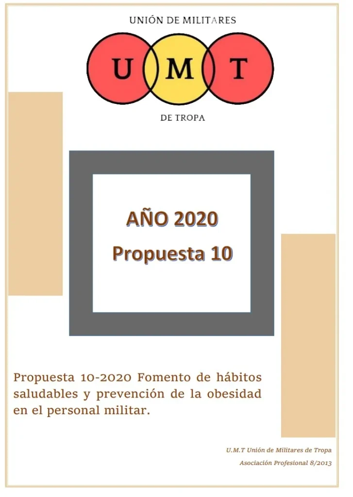 Propuesta UMT 10-20 sobre fomento hábitos saludables y prevención de la obesidad en el personal militar
