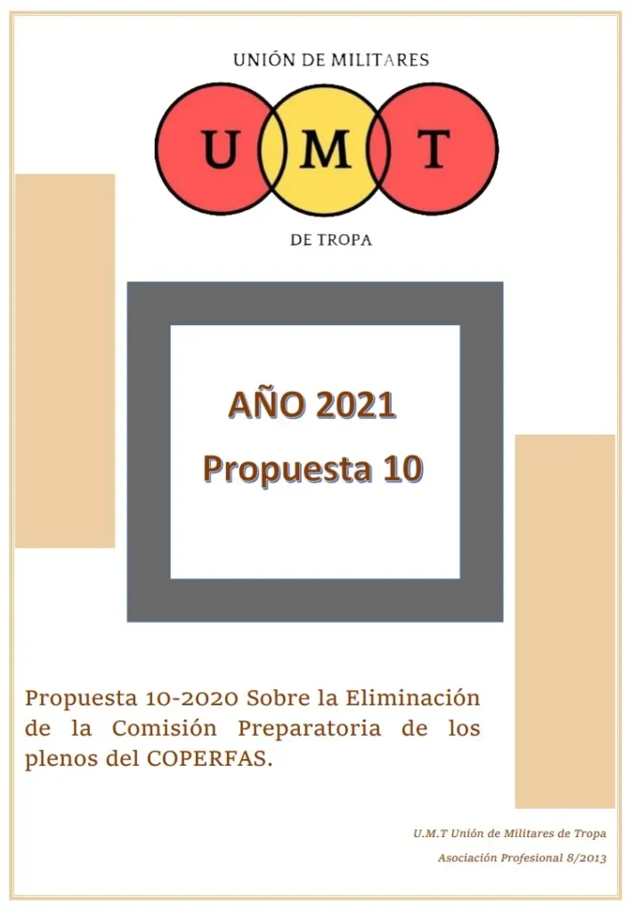 Propuesta UMT 10-21 sobre la eliminación de las comisión preparatoria de los plenos del COPERFAS