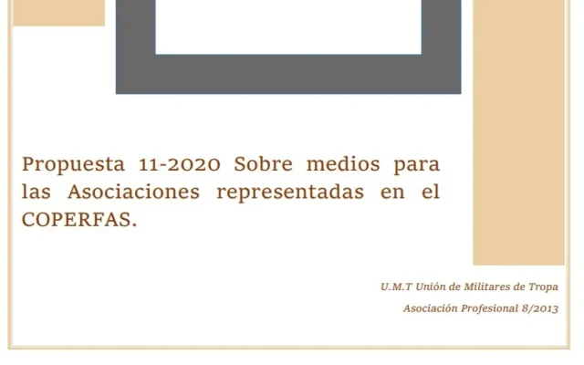 Propuesta UMT 11-20 sobre medios para las Asociaciones representadas en el COPERFAS