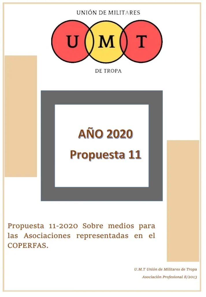 Propuesta UMT 11-20 sobre medios para las Asociaciones representadas en el COPERFAS