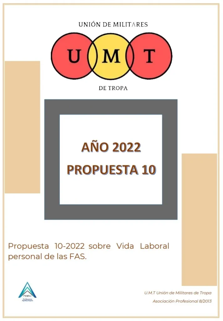 Propuesta UMT 10-22 sobre vida laboral personal de las FAS