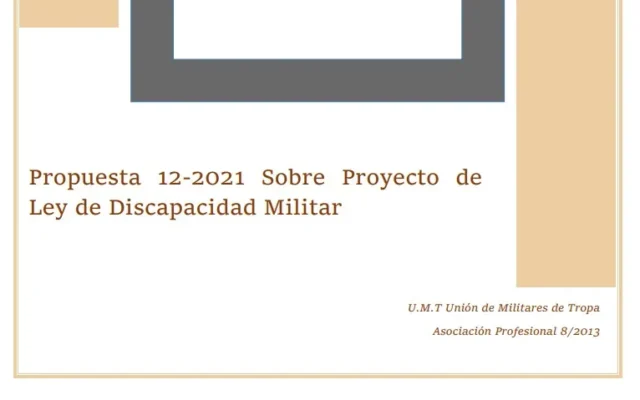 Propuesta UMT 12-21 sobre proyecto de ley de discapacidad militar