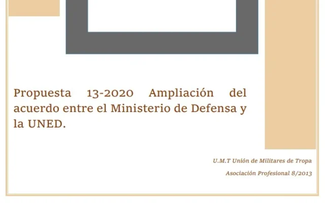 Propuesta UMT 13-20 sobre ampliación del acuerdo entre el ministerio de defensa y la UNED