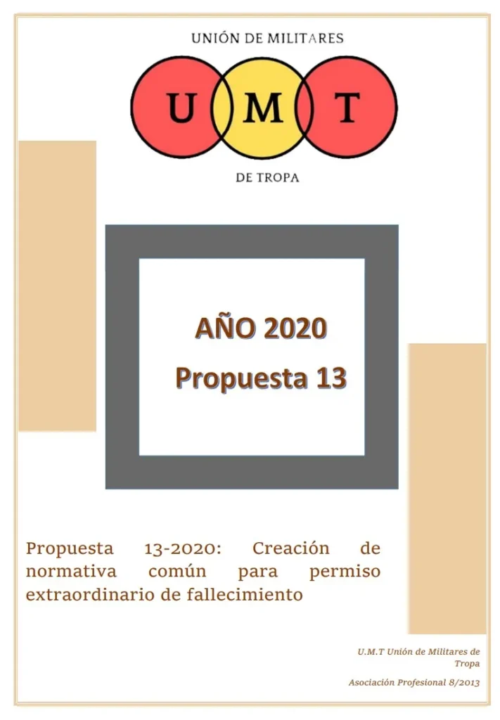 Propuesta UMT 13-20 sobre creación de normativa común para permiso extraordinario de fallecimiento