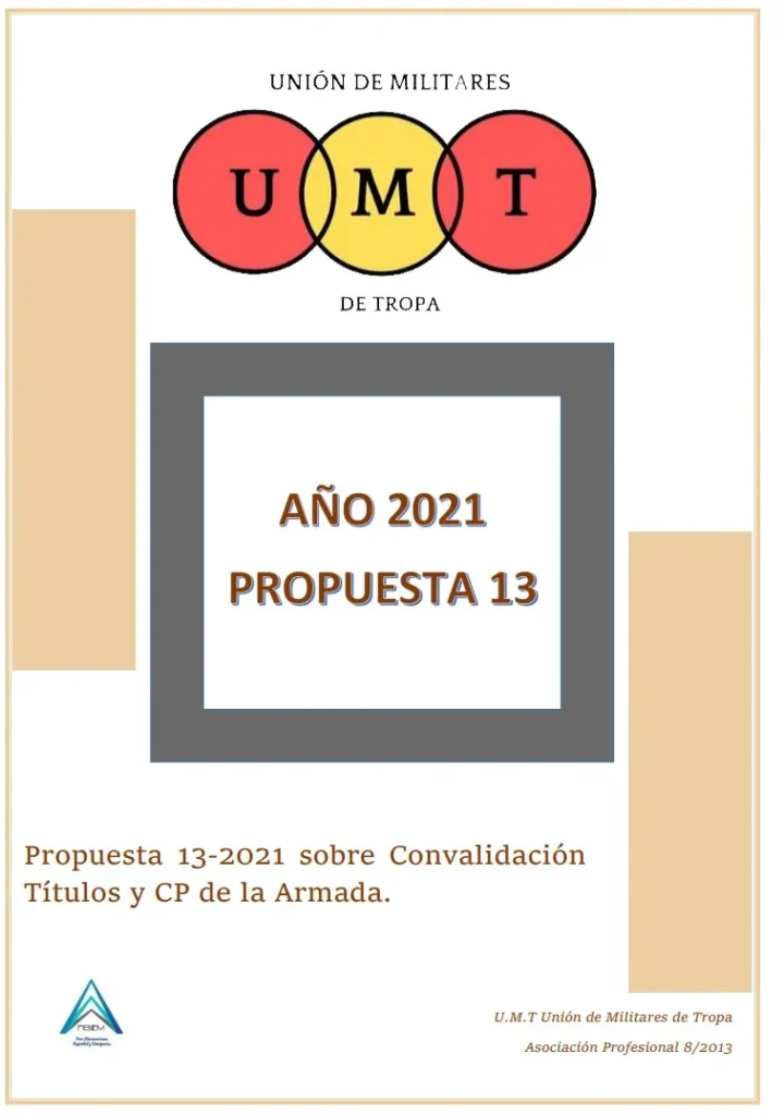 Propuesta UMT 13-21 sobre la convalidación titulos y cp de la armada